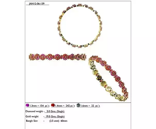 Flower Shape Eternity Ring With Gemstones 3D print model