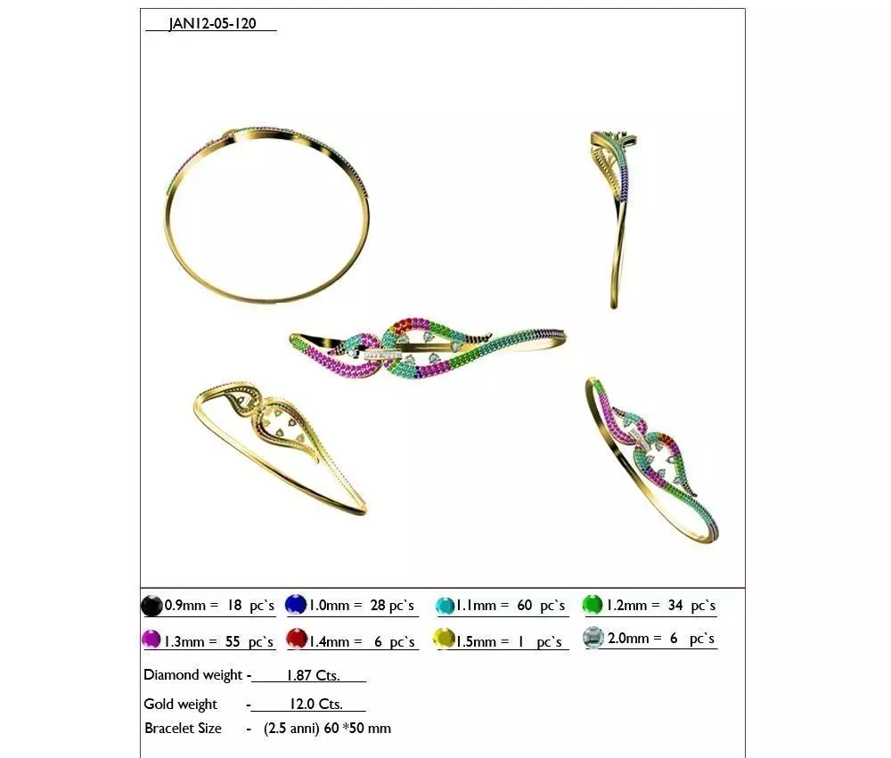 Swirl Loop Ring With Gemstones 2 3D print model_0