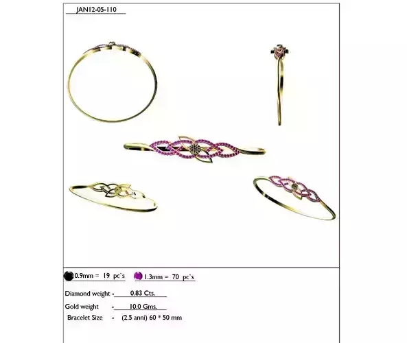 Leaf Shape Gold Ring With Gemstones