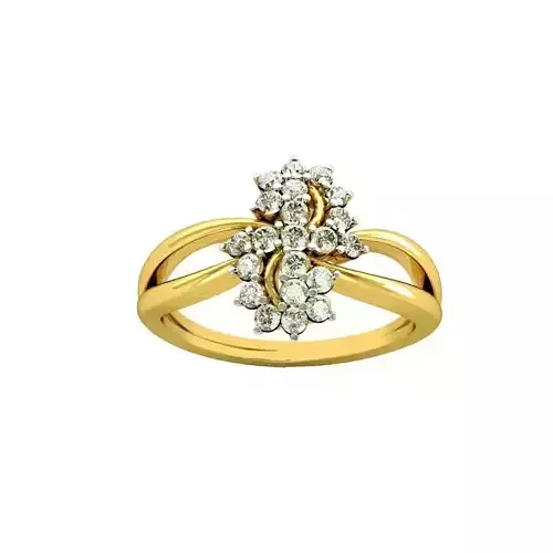 Floral Design Gold Ring With Diamonds 29 3D print model