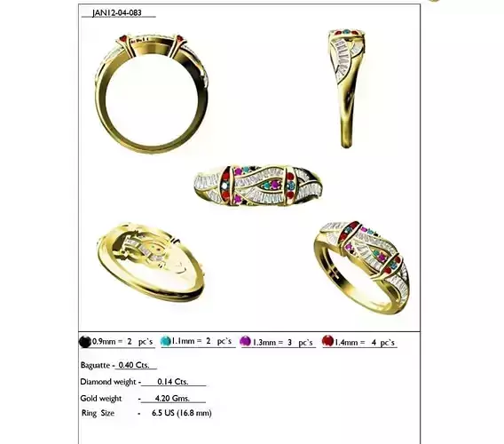 Gold Ring With Multicolor Gemstones 15
