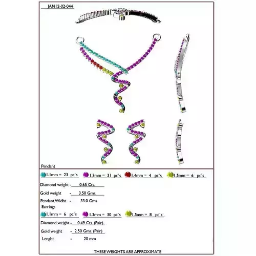 Silver Jewellery Set With Gemstones