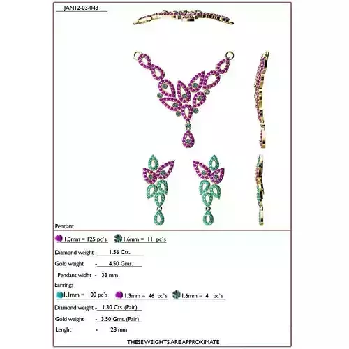 Leaf Shape Jewellery Set With Gemstones