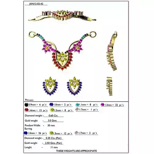 Floral Design Jewellery Set With Gemstones 5