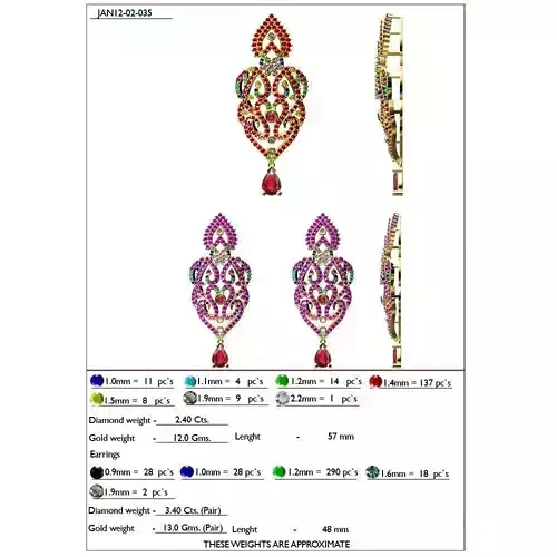 Marquise Shaped Pendant and Earrings With Gemstones 3