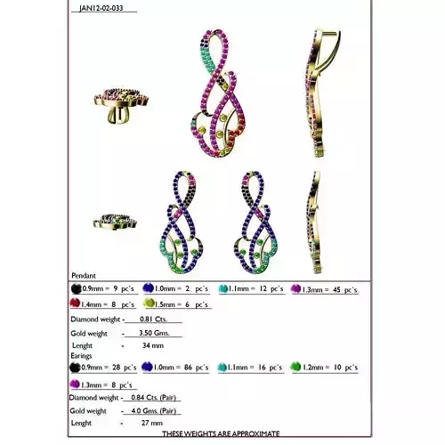 Pendant and Earrings With Gemstones 7