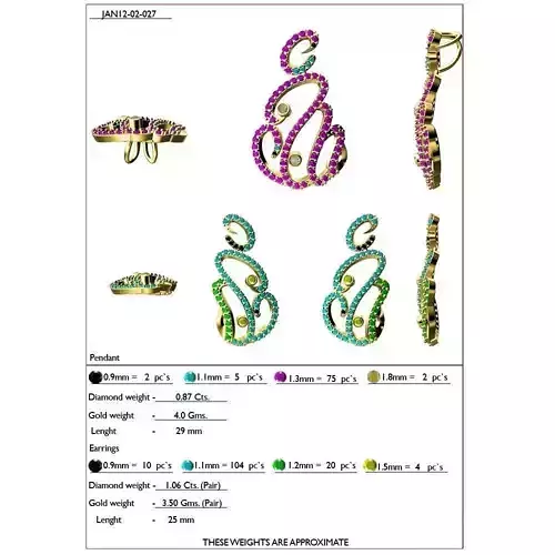 Pendant and Earrings With Gemstones 8