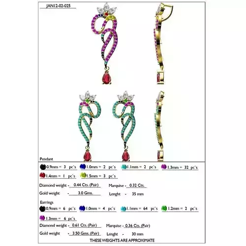 Pendant and Earrings With Gemstones 9