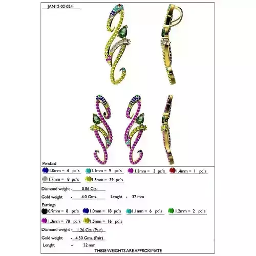 Pendant and Earrings With Gemstones 10