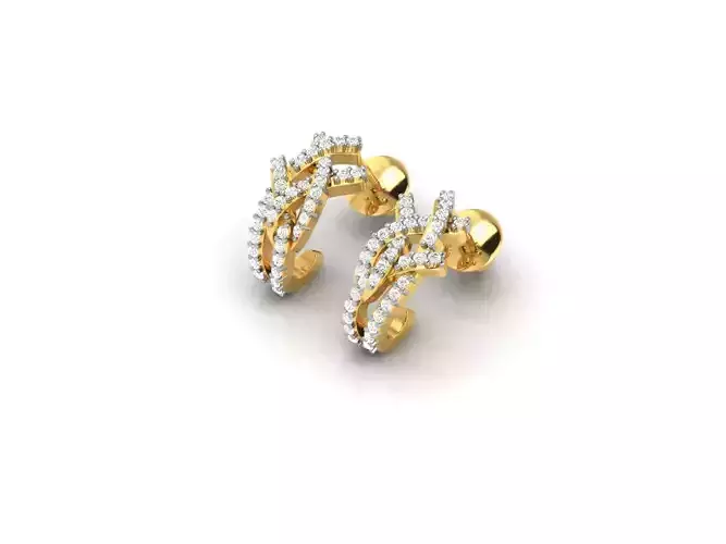 Gold Ear Studs With Diamonds 4