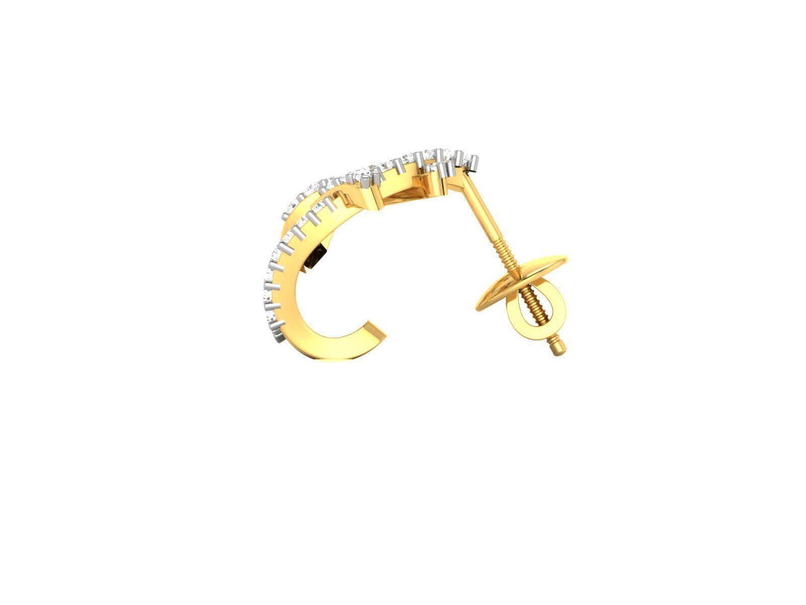 Gold Ear Studs With Diamonds 4 3D print model_1