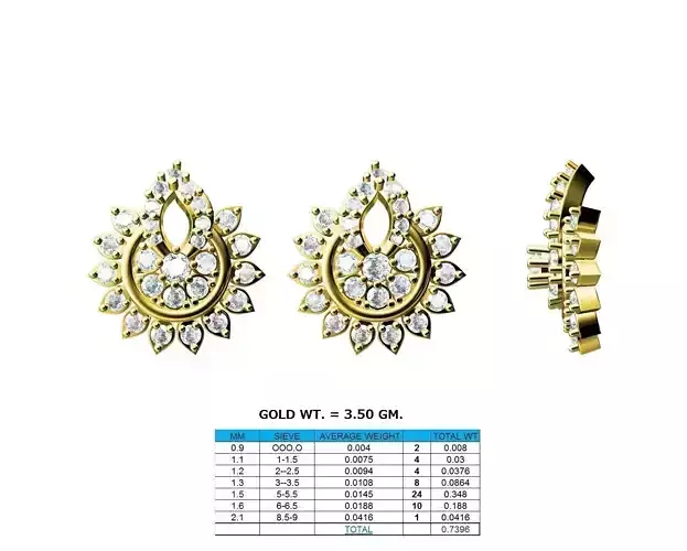 Floral Design Gold Earrings With Diamonds 5