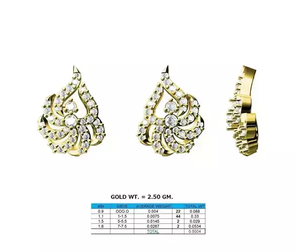 Floral Design Gold Earrings With Diamonds 6