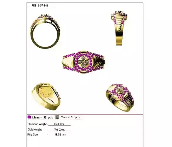 Round Shaped Gold Ring With Gemstones 6