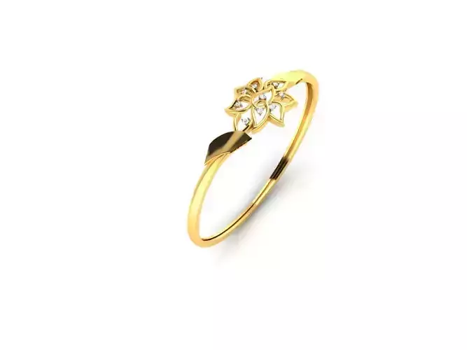 Flower Shaped Gold Ring With Gemstones 5