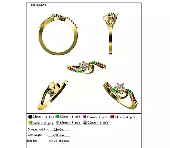 Flower Shaped Swirl Ring With Gemstones