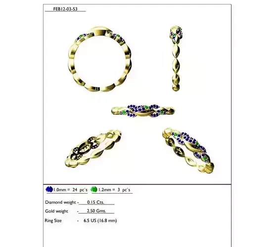 Twisted Ring With Multicolor Gemstones