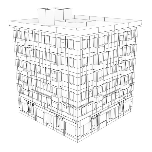 Photorealistic Low Poly Building 3D model_12