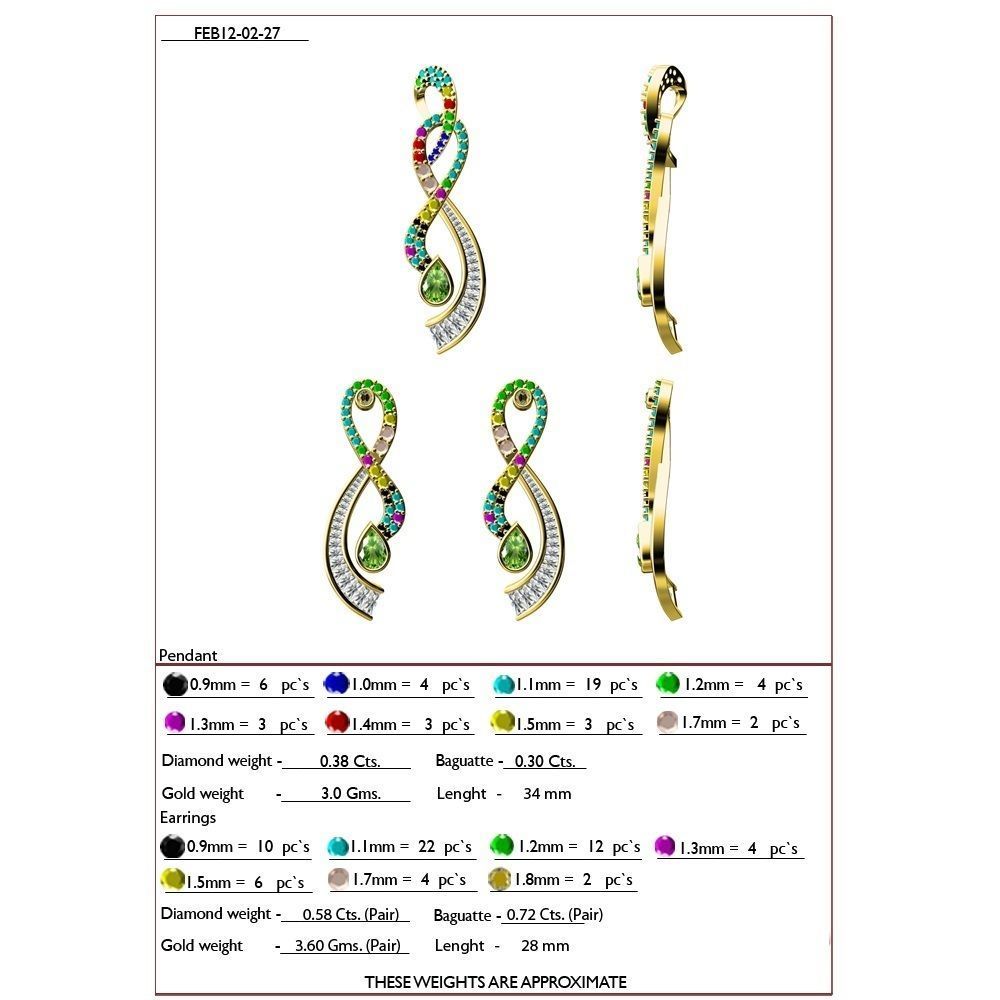 Twisted Gold Pendant With Diamonds 1 3D print model_2