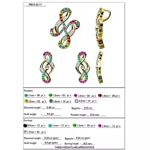 Pendant And Earrings With Gemstones  1