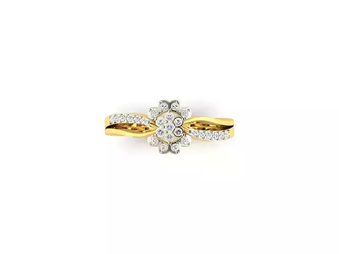 Flower Shaped Gold Ring With Diamonds 43