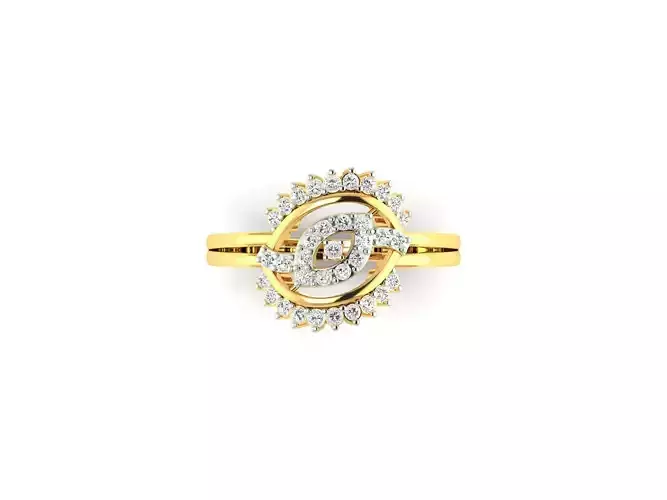 Leaf Shaped Gold Ring With Diamonds 5