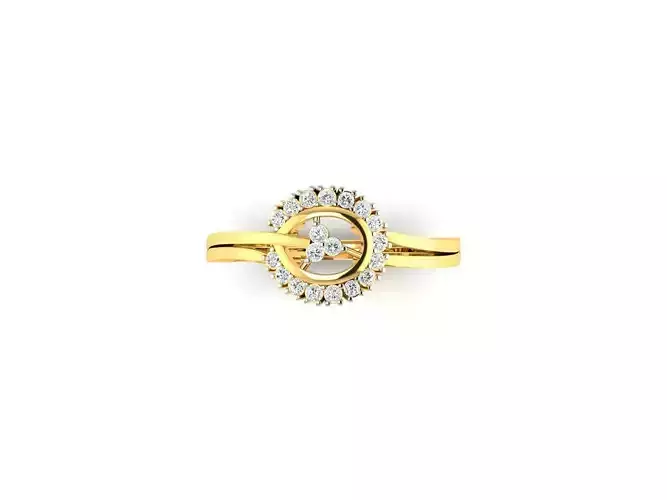 Round Shaped Gold Ring With Diamonds 10