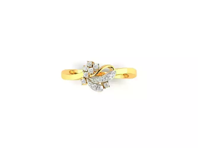 Floral Design Gold Ring With Diamonds 33 3D print model