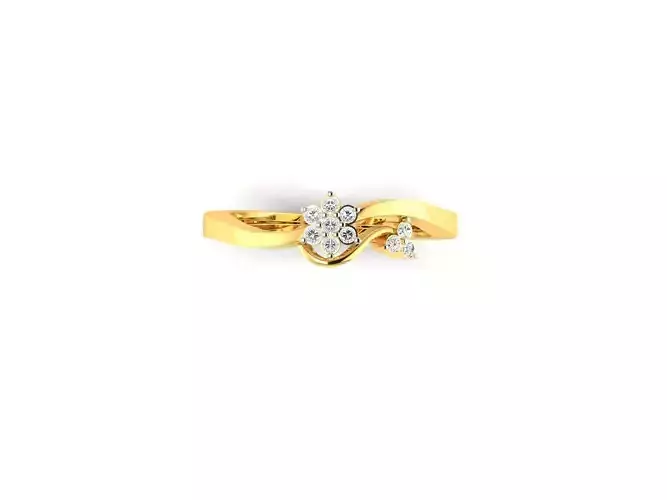 Floral Design Gold Ring With Diamonds 35 3D print model