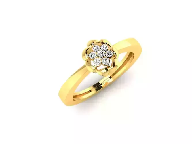Flower Shaped Gold Ring With Diamonds 44