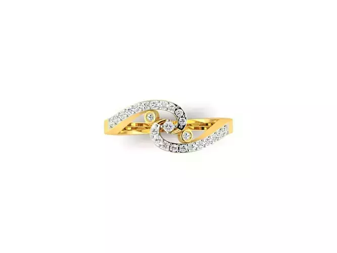 Swirl Loop Gold Ring With Diamonds 7