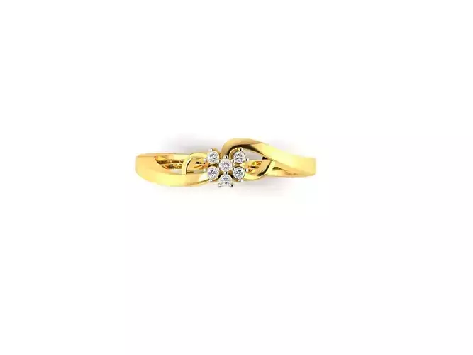 Floral Design Gold Ring With Diamonds 36 3D print model