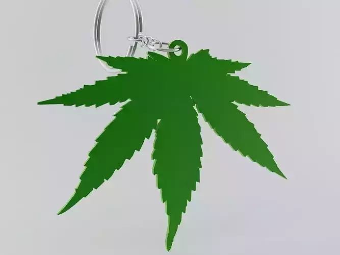 Cannabis Leaf Keychain 3D print model