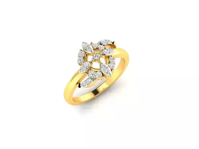 Round Gold Engagement Ring With Diamonds 1