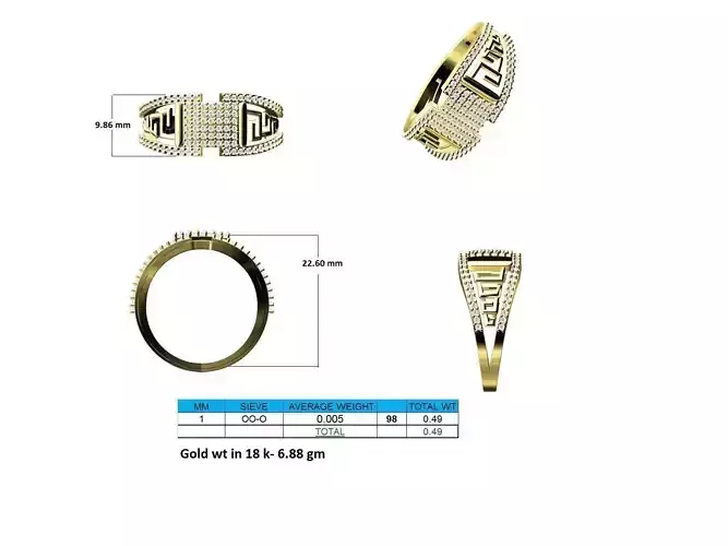 Gold Grid Ring With Diamonds