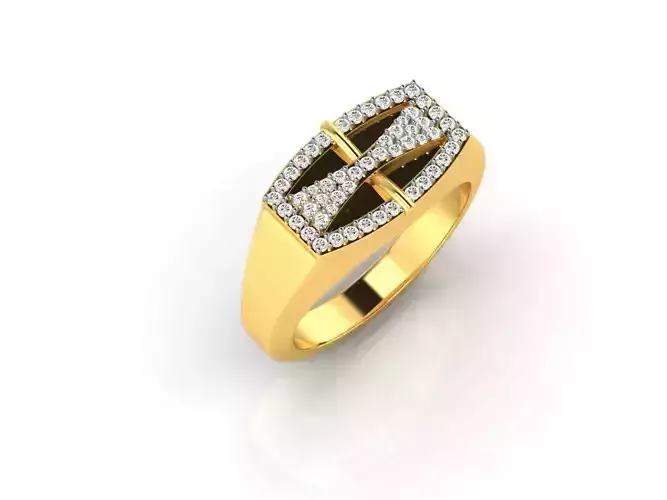 Mens Gold Ring With Diamonds 3D print model