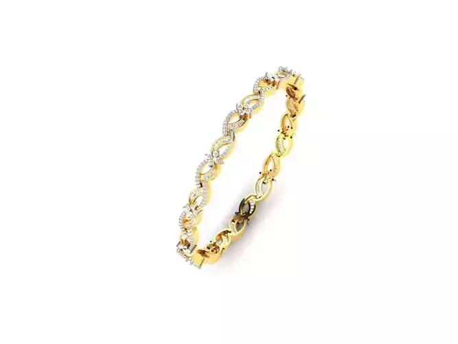 Leaf Design Eternity Ring With Diamonds