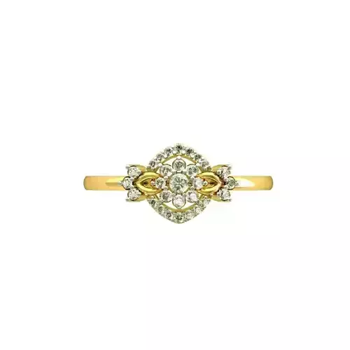 Halo Flower Shape Ring With Diamonds
