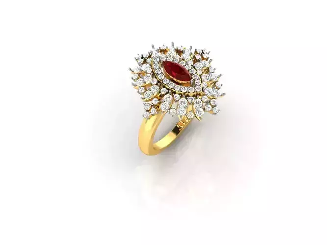 Marquise Shaped Gold Ring With Ruby