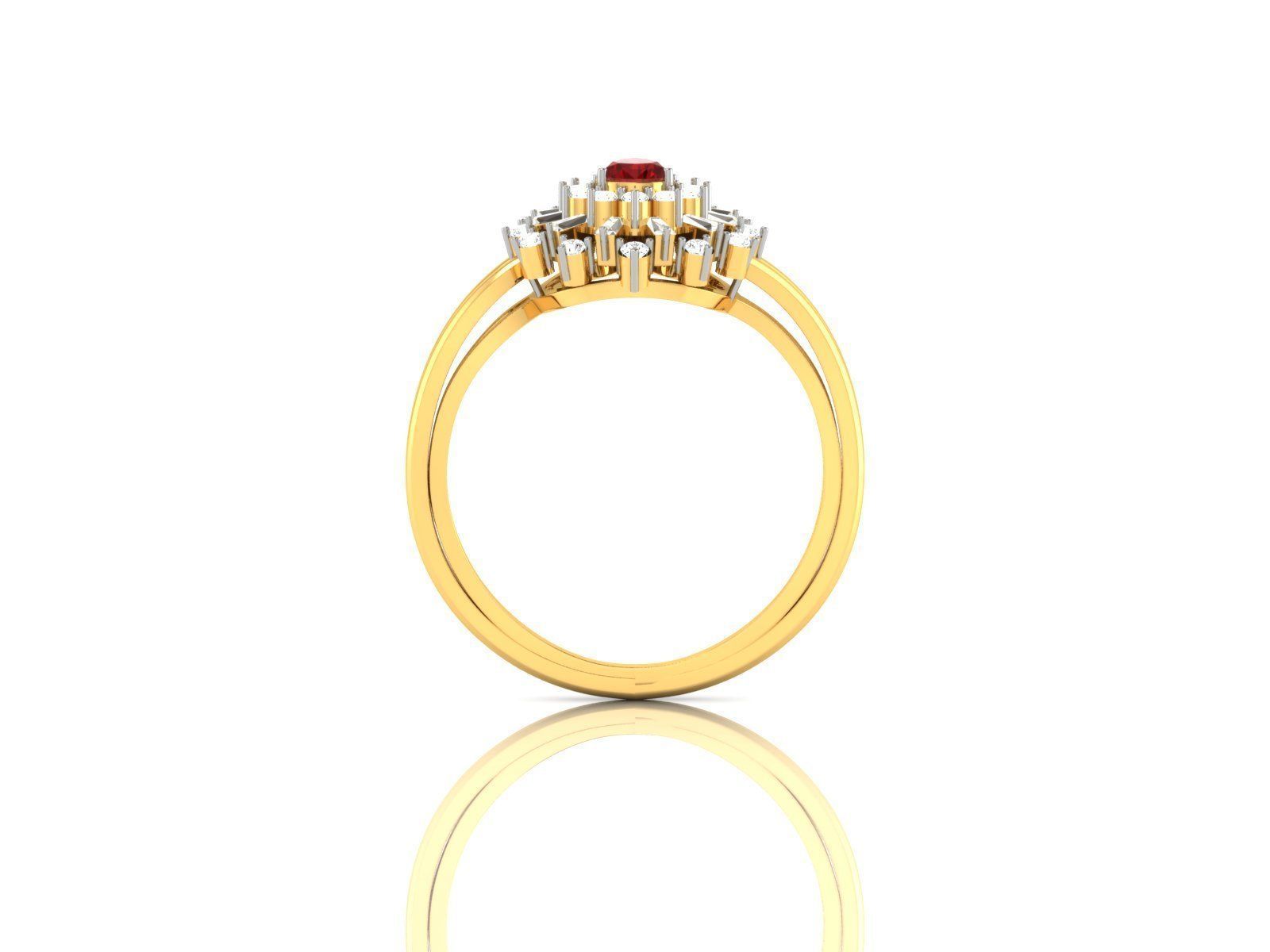 Drop Shaped Gold Ring With Ruby 3D print model_1