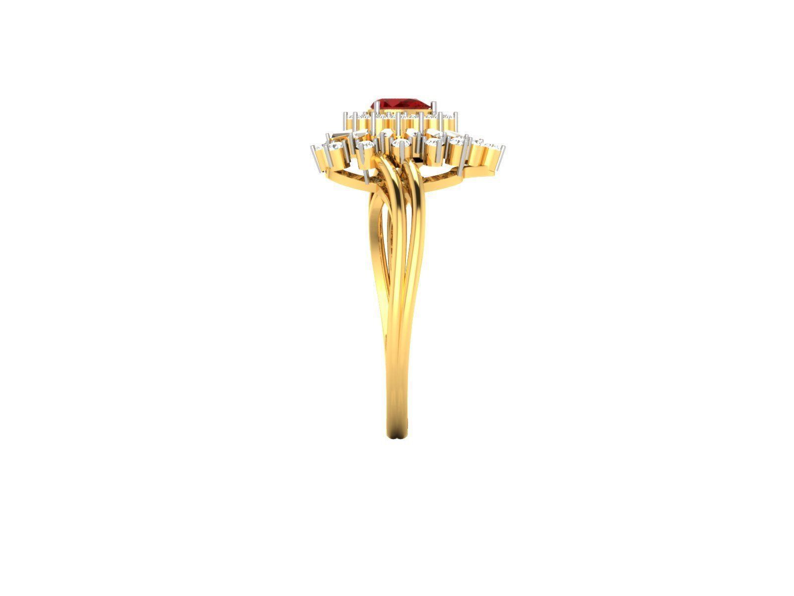 Drop Shaped Gold Ring With Ruby 3D print model_2