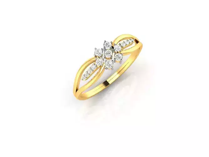 Flower Shaped Gold Engagement Ring With Diamonds 1