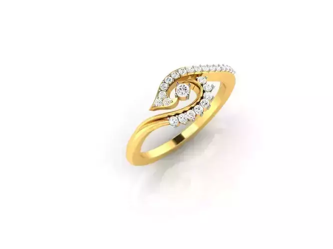 Swirl Loop Gold Ring With Diamonds 9