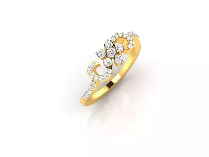 Floral Design Gold Ring With Diamonds 40