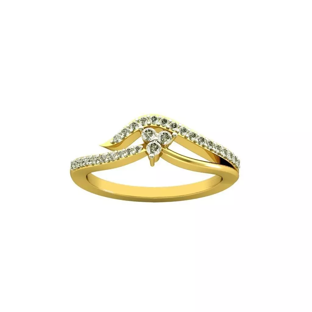 Gold Bent Ring With Diamonds 2 3D print model