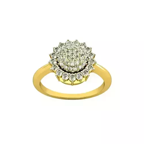 Flower Shaped Gold Engagement Ring With Diamonds 2 3D print model