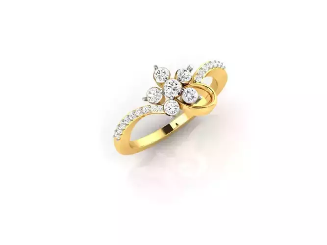 Floral Design Gold Ring With Diamonds 42
