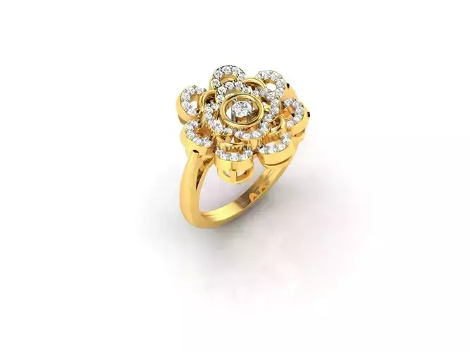 Flower Shaped Gold Ring With Diamonds 48