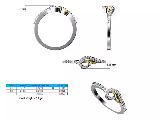 Swirl Loop Silver Ring With Diamonds 2