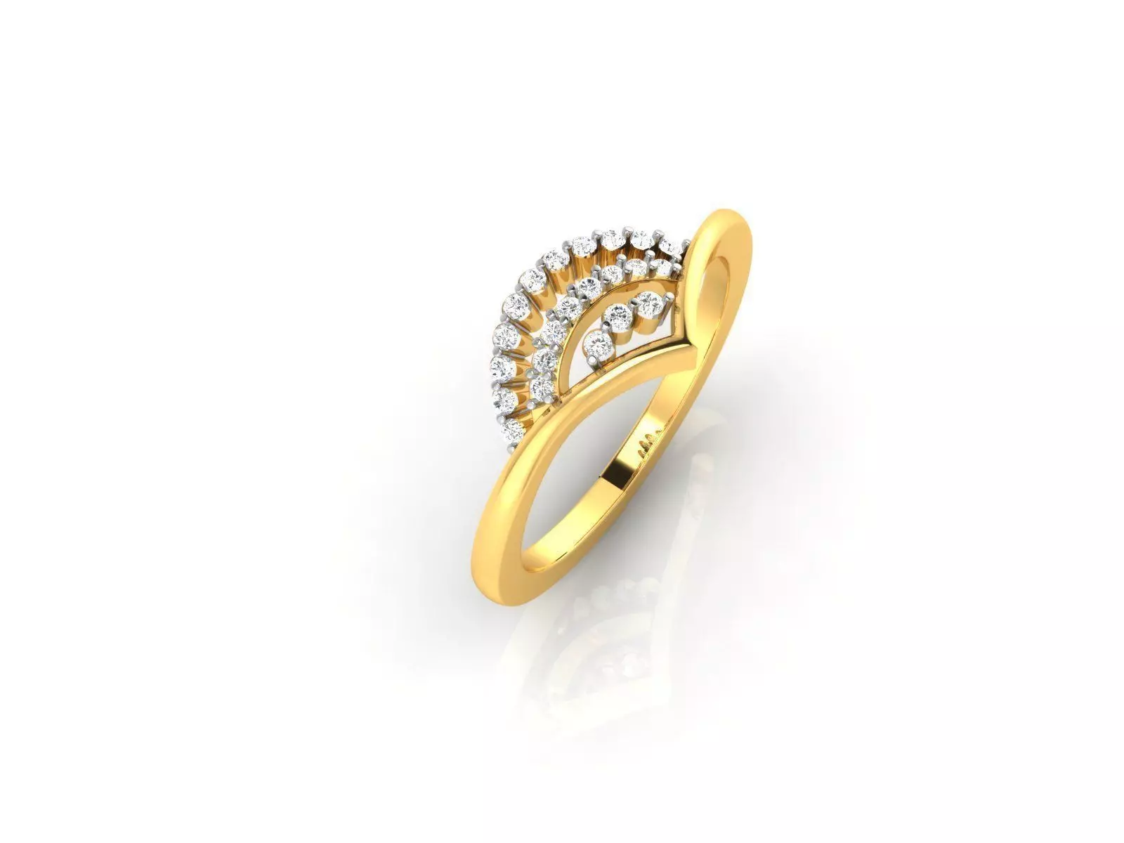 Gold Bent Ring With Diamonds 3 3D print model